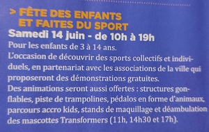 FAITE DU SPORT ET FETE DES ENFANTS LE 14 JUIN 2025